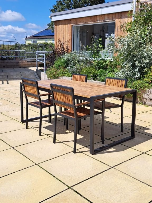Calm garden seating area at West Heanton