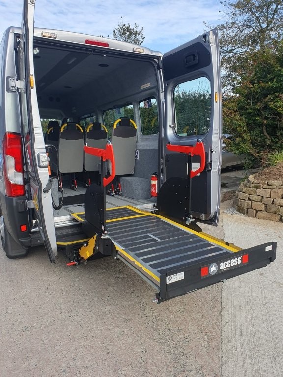Wheelchair lift on the West Heanton minibus